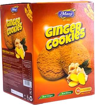 Manji Ginger Cookies 500g box made with ginger and honey