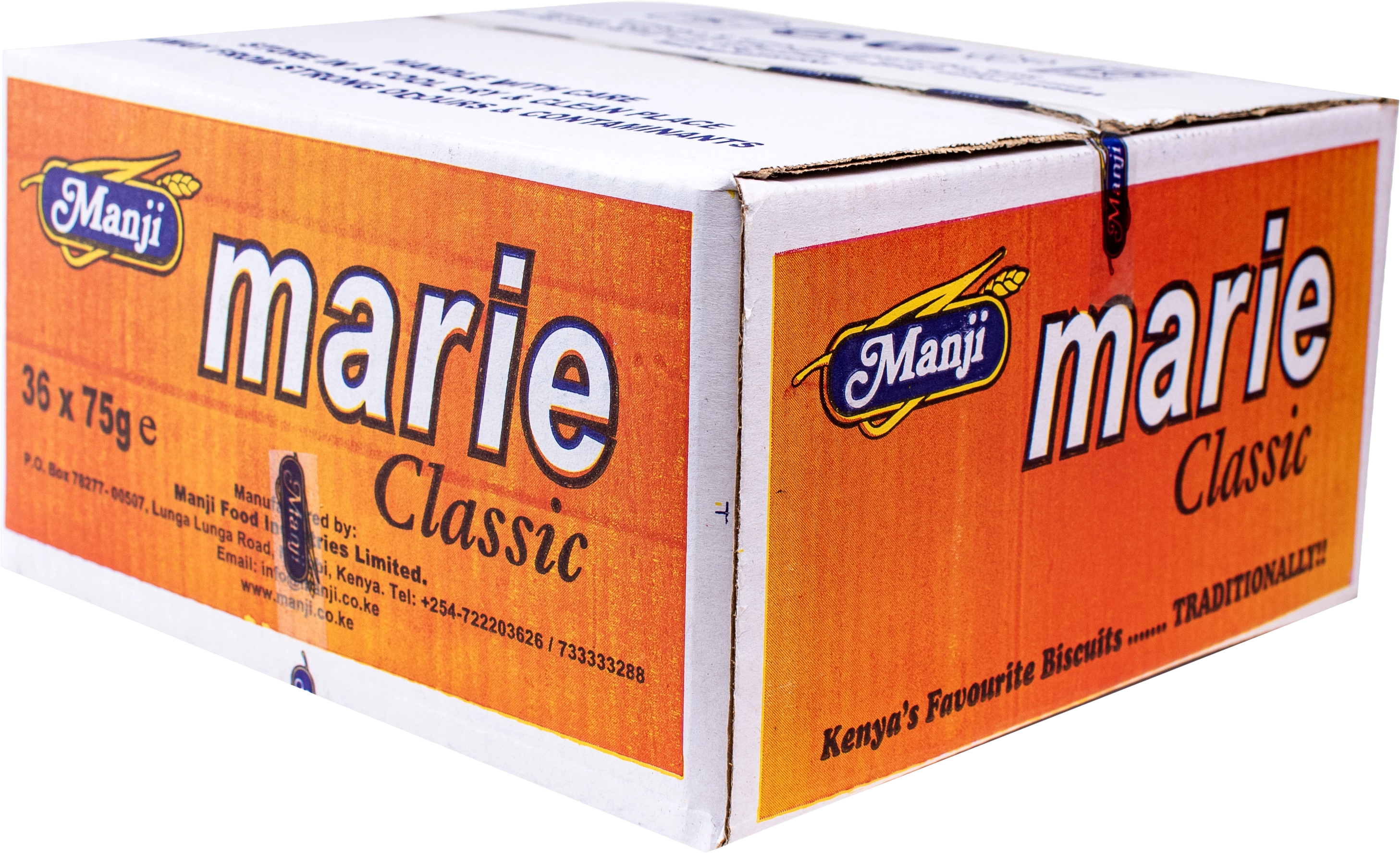 Manji Marie Classic biscuits outer carton, 36 by 75g packs